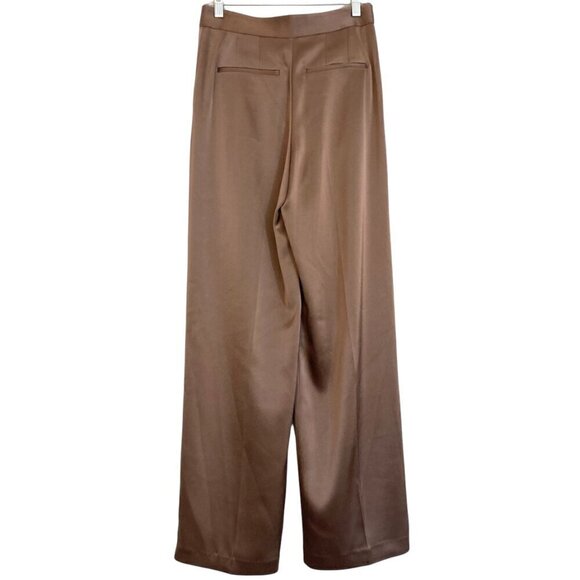 BABATON X ARITZIA Pleated High Waisted Wide Leg Drapey Satin Pants in Saville - Picture 10 of 12